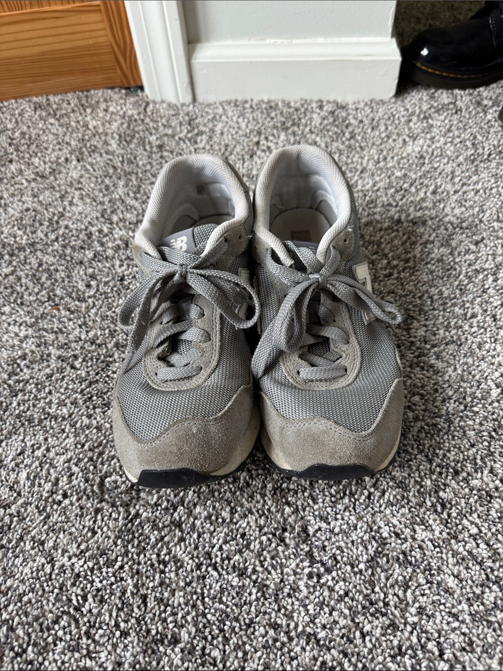New Balance Gray Mesh & Suede Athletic Sneakers